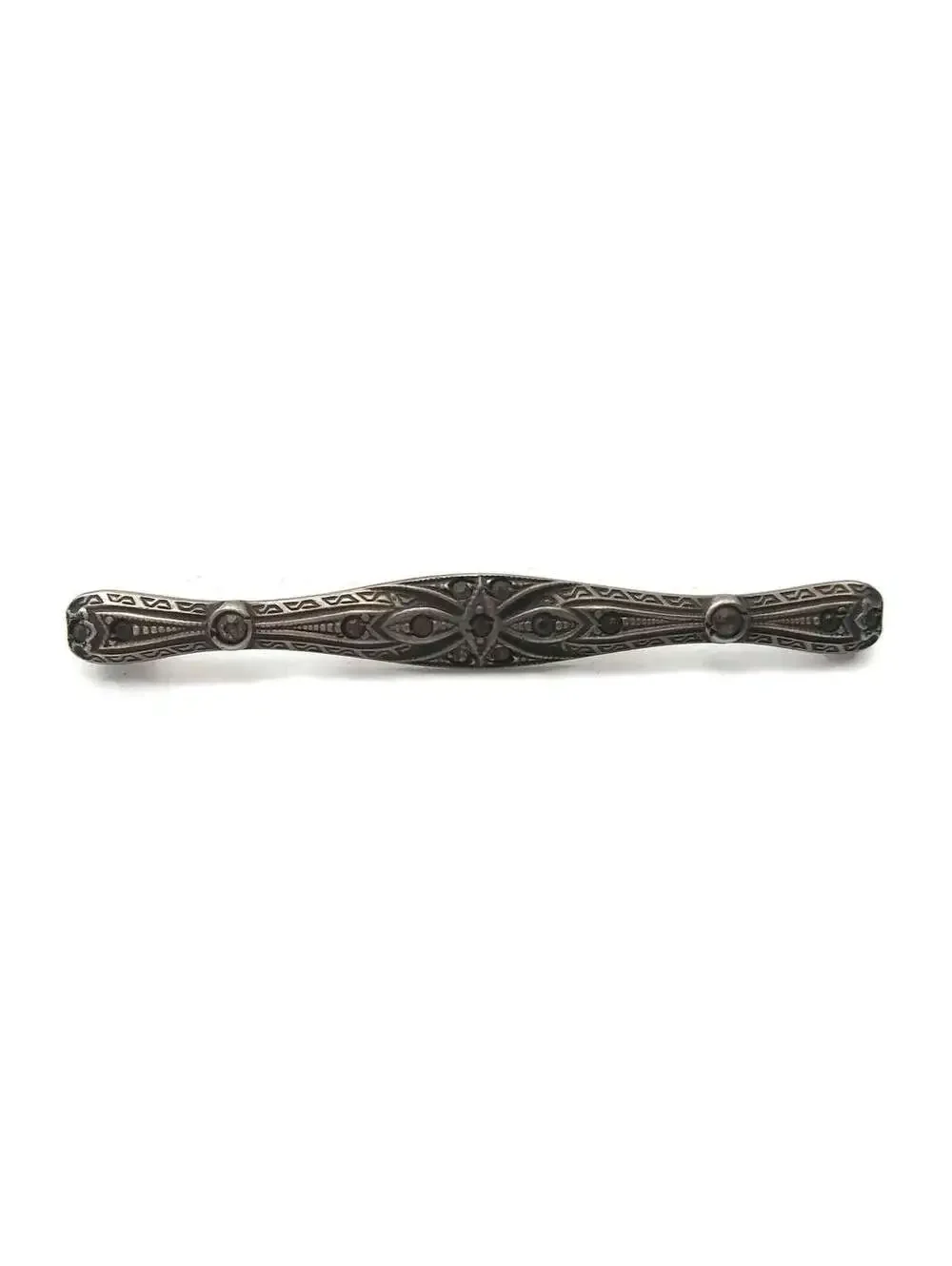 Antique Victorian Sterling Silver Bar Brooch with Tiny Peridot and Stones.